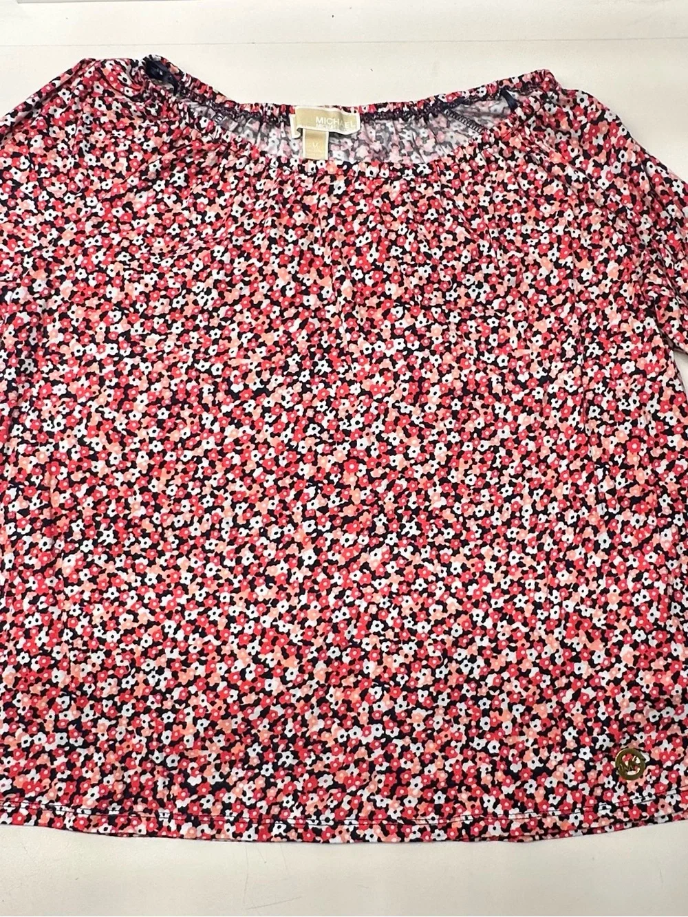 Michael Kors Women’s Pink Multi Floral Peasant Top Size M